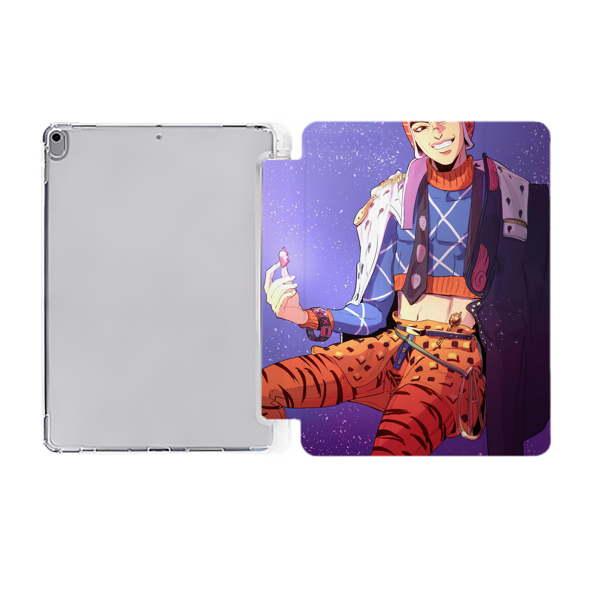 （画像用） ジョジョの奇妙な冒険 JoJo's Bizarre Adventure IPad ケース ペン収納付き 三つ折りスタンド PUレザー×シリコン 対応機種9.5/10.5/10.9インチ